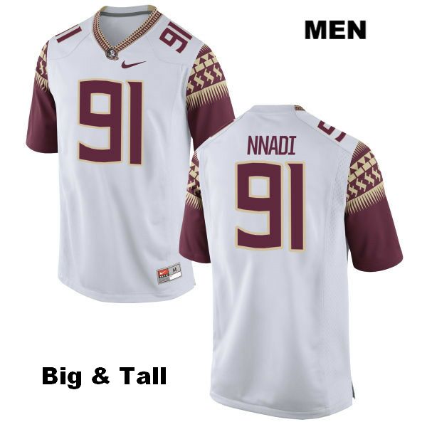 Men's NCAA Nike Florida State Seminoles #91 Derrick Nnadi College Big & Tall White Stitched Authentic Football Jersey GXE8769RA